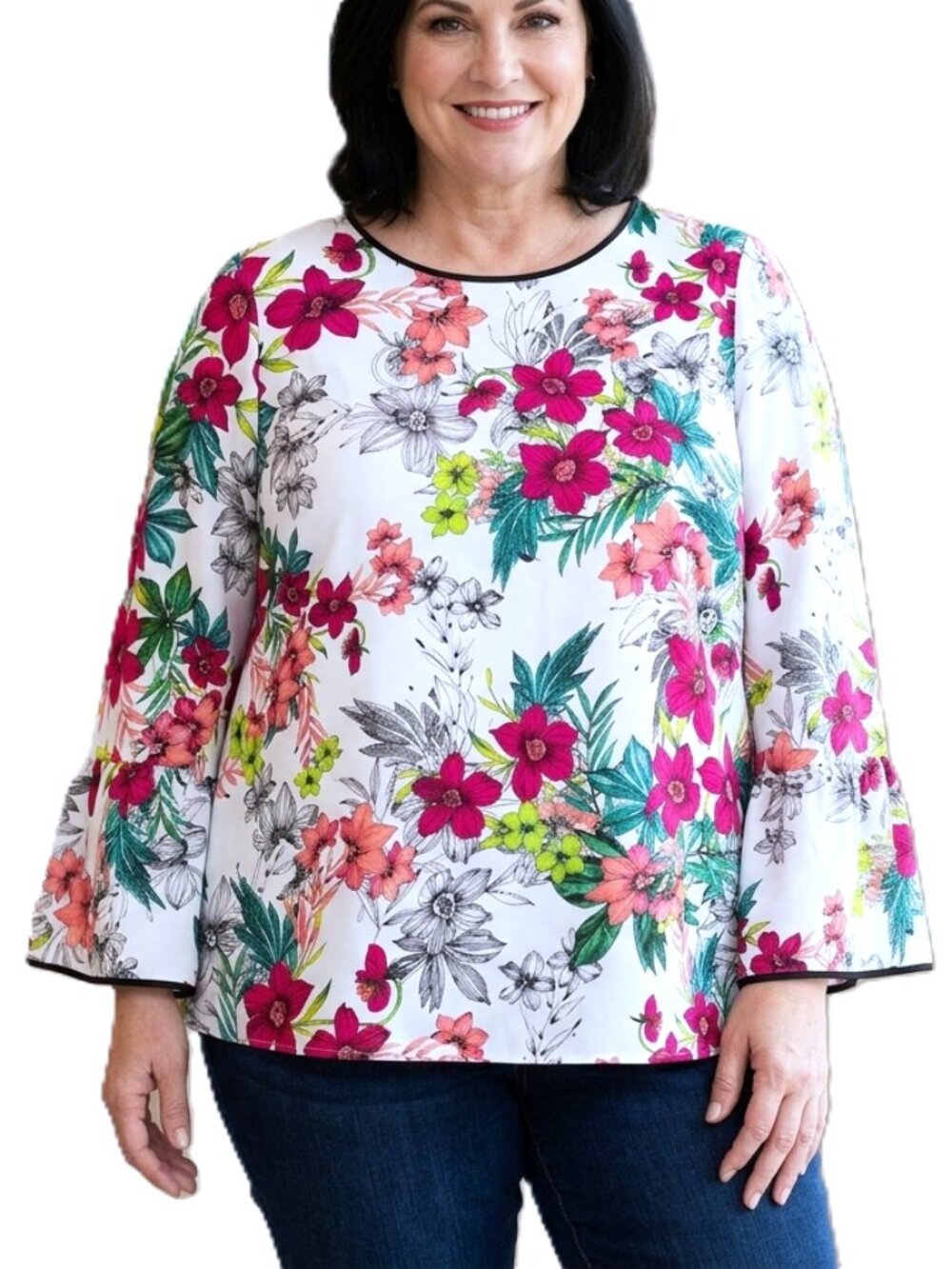 WORTHINGTON Women's Floral Print Blouse. Plus Size 2X